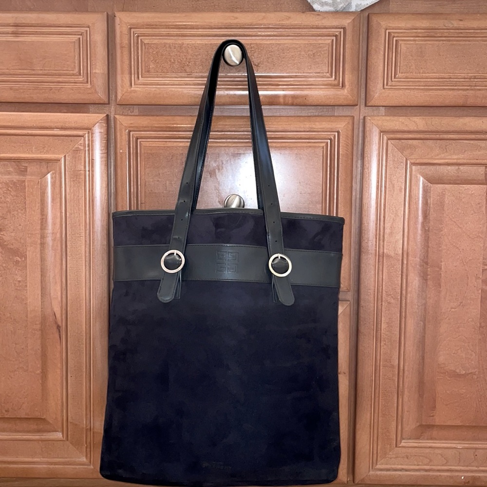 Givenchy black velvet and leather tote bag/purse